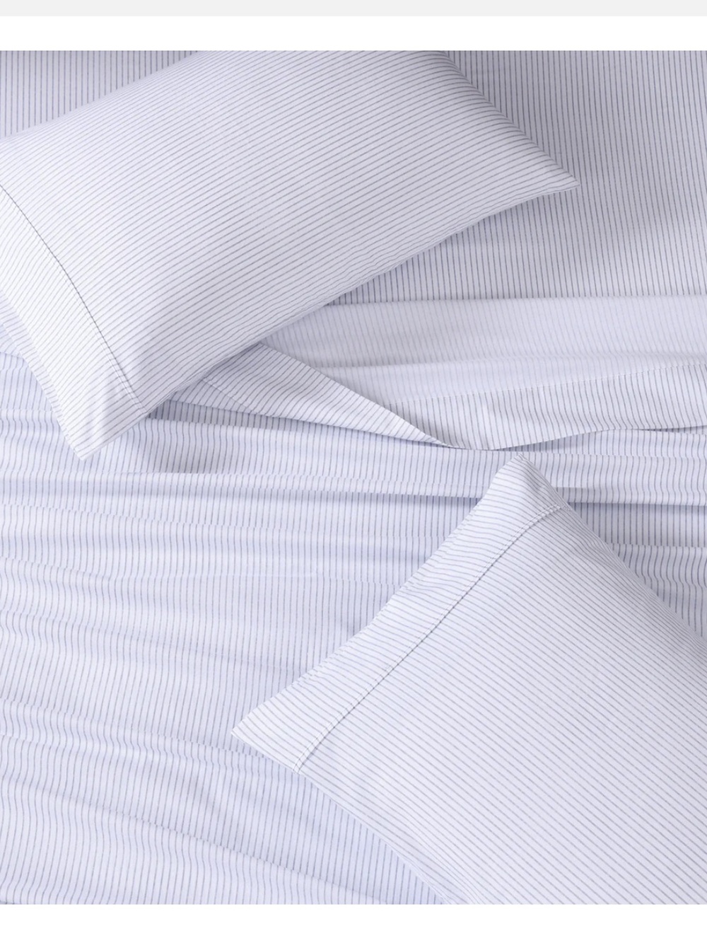 LANE LINEN NWT 100% Cotton Striped Pillowcases Set of 2 Blue White King 450